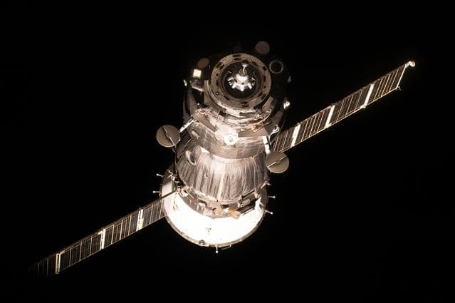 NASA image: Soyuz MS-01 spacecraft on approach to the ISS