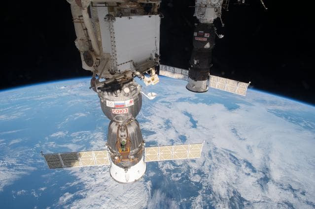 NASA image: Docked Soyuz and Progress Spacecraft