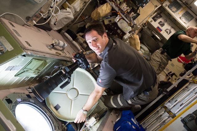 NASA image: Pesquet prepares to take photo in the SM