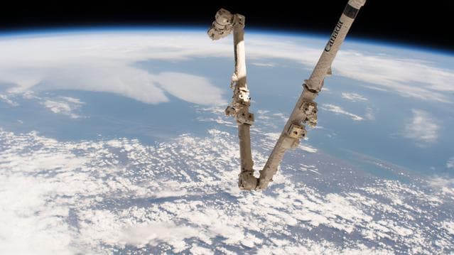 NASA image: View of Earth and SSMRS taken by EHDC2