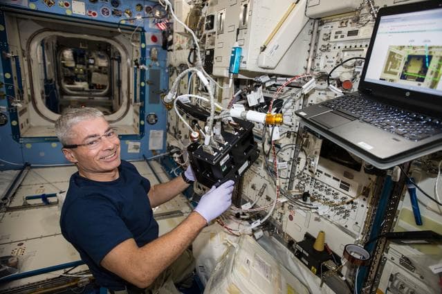 NASA image: Advanced Nano Step Cartridge in the Solution Crystallization Observation Facility (SCOF) Installation