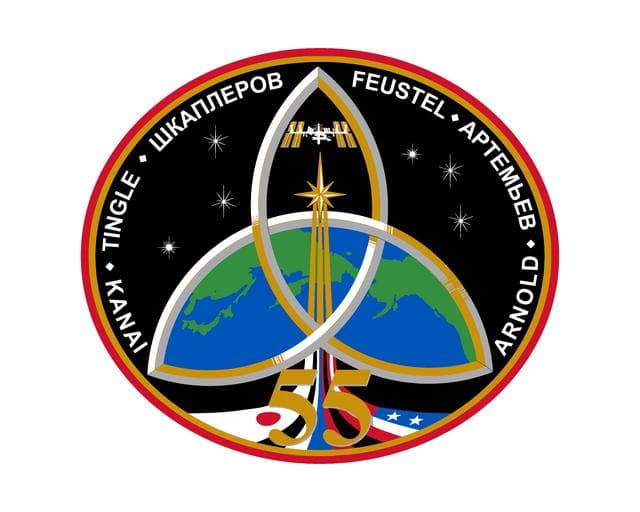 NASA image: NEW EXP 55 crew patchNEWnamesTEXT