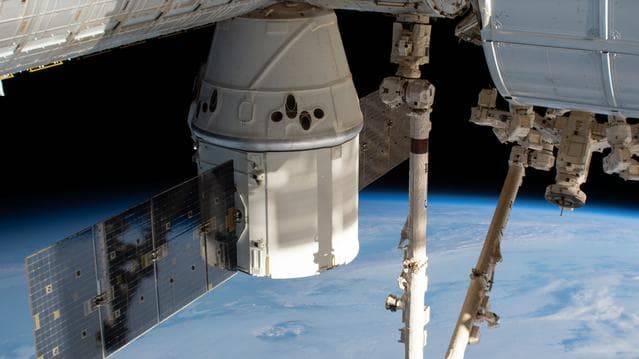 NASA image: The SpaceX Dragon and Station above the Indian Ocean