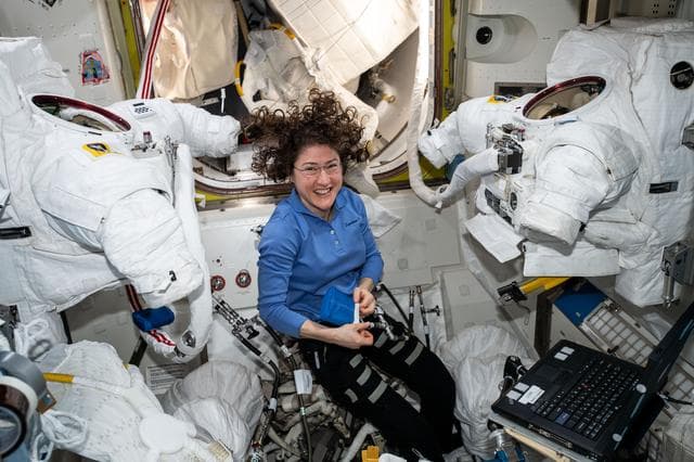 NASA image: Koch during maintenance of EMU WLVTA R&R
