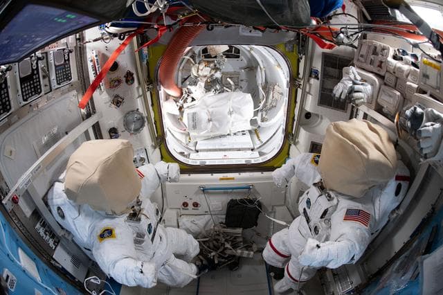 NASA image: EMU's in the Quest Airlock