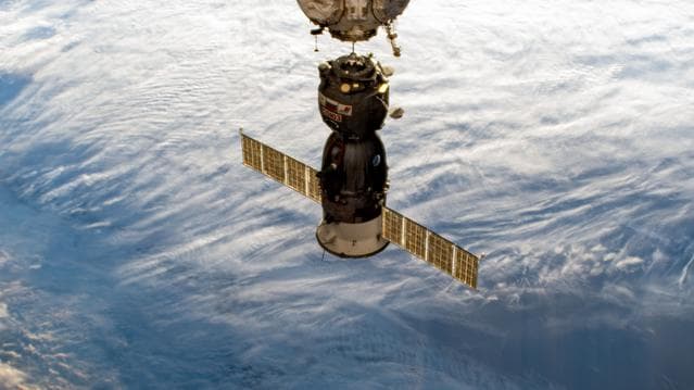 NASA image: The Soyuz MS-23 crew ship approaches the Prichal docking module