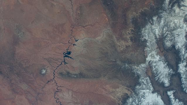 NASA image: Lake Powell in between Utah and Arizona