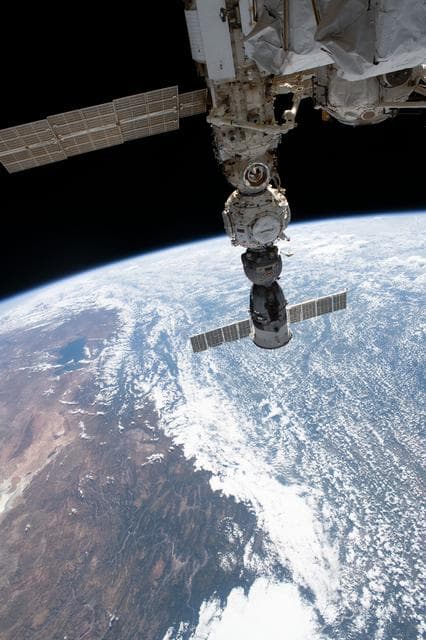 NASA image: The space station orbits above the Andes mountain range in Bolivia