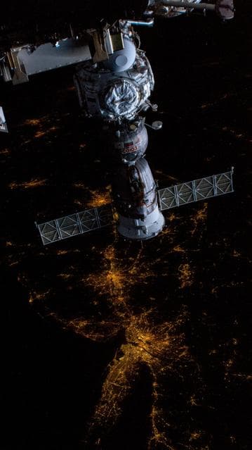 NASA image: The space station orbits above the northeast coast of the United States