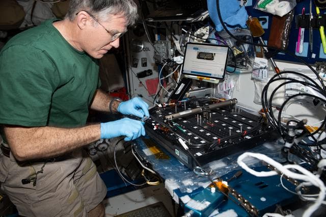 NASA image: Bowen works on Plant Habitat-03 Science Carrier