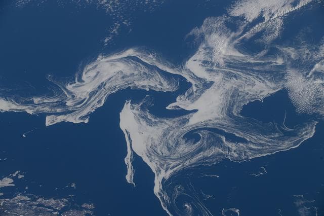 NASA image: Sea ice swirls in the North Atlantic Ocean