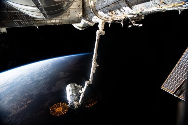 NASA image: Northrop Grumman's Cygnus Space Freighter Attached to the Canadarm2 Robotic Arm