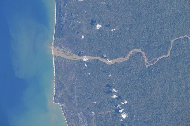 NASA image: Mangoro River on Madagascar's east coast leads to the Indian Ocean