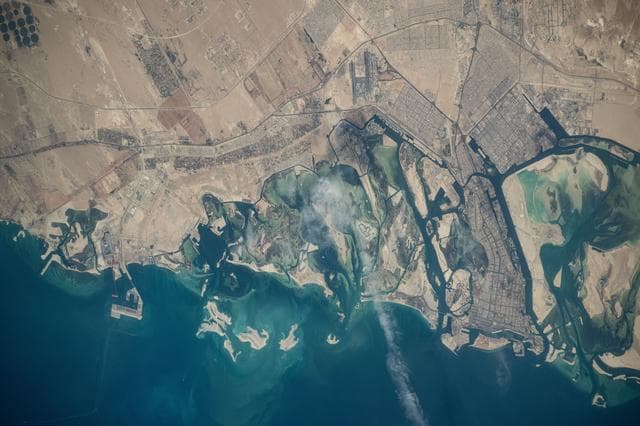 NASA image: Abu Dhabi, the capital of the United Arab Emirates on the Persian Gulf coast