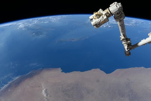 NASA image: The Canadarm2 robotic arm's latching end effector, or LEE