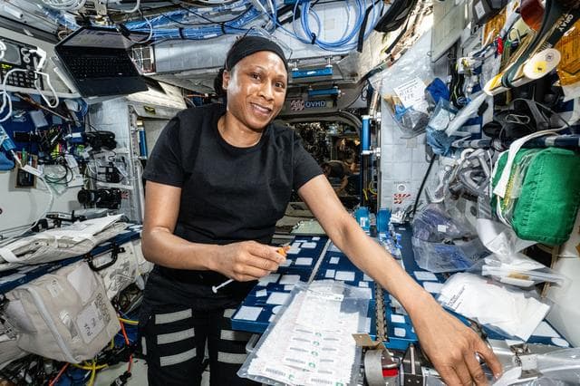 NASA image: NASA astronaut Jeanette Epps processes blood and saliva samples