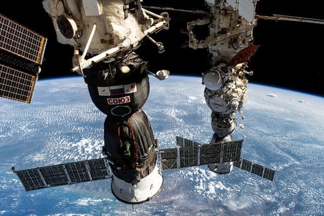 NASA image: Two Roscosmos Soyuz crew ships