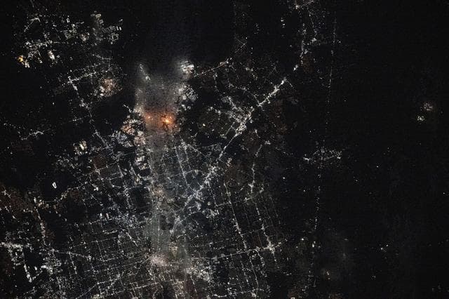 NASA image: Fire in La Porte, Texas