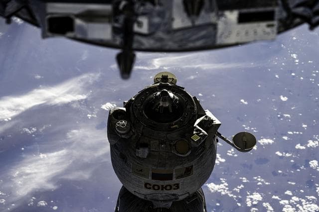 NASA image: The Soyuz MS-25 spacecraft undocks from the space station