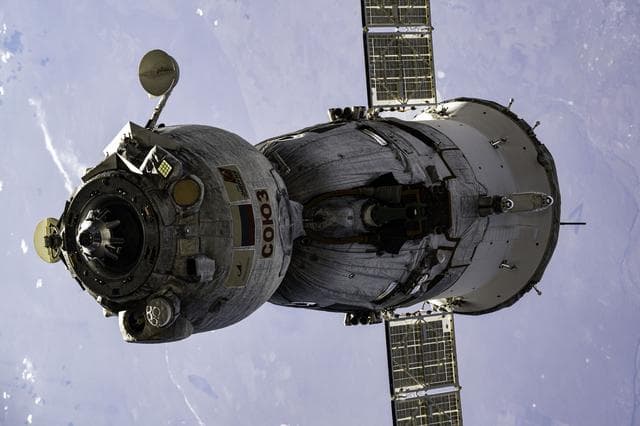 NASA image: The Soyuz MS-25 spacecraft departs the space station