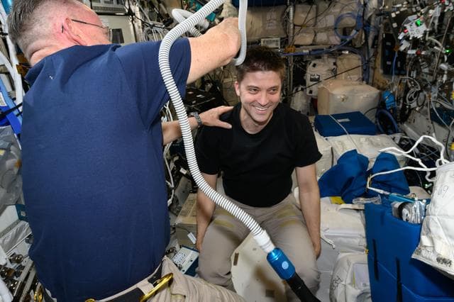 NASA image: Haircut day on the International Space Station