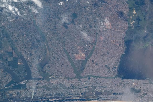 NASA image: Godomey, Benin, on the Gulf of Guinea coast