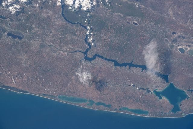 NASA image: Lake Poelela on the coast of the Mozambique Channel
