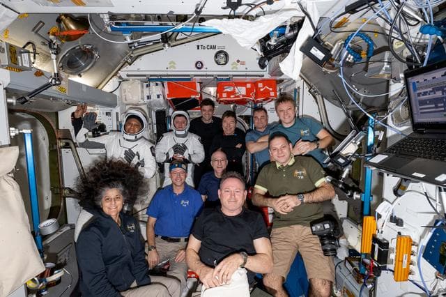 NASA image: The Expedition 72 crew poses for a portrait
