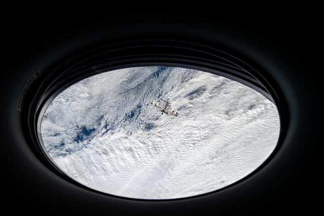 NASA image: The International Space Station is pictured from the SpaceX Dragon crew spacecraft