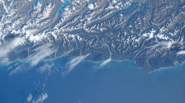 NASA image: The Tasman Sea coast on New Zealand's South Island