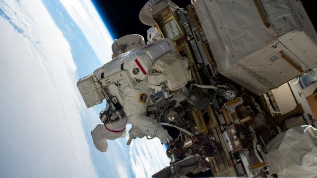 NASA image: Astronaut Suni Williams works outside the International Space Station