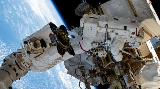 NASA image: Astronaut Suni Williams works outside the International Space Station