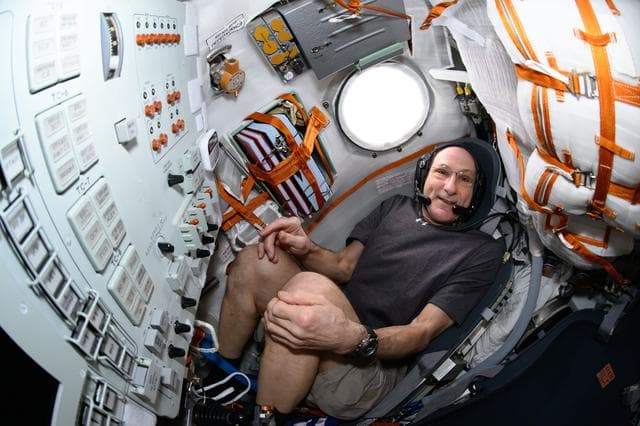 NASA image: Astronaut Don Pettit is pictured inside the Soyuz MS-26 spacecraft