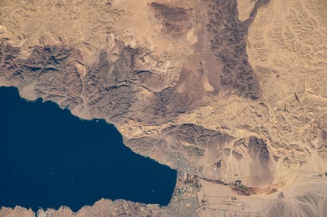 NASA image: The northernmost tip of the Gulf of Aqaba