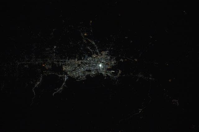 NASA image: Mashhad, the second-most populous city in Iran, pictured  at night from the space station