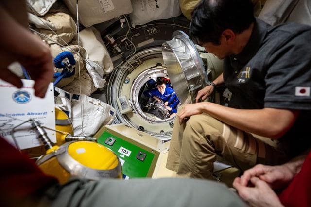 NASA image: Roscosmos cosmonaut Alexey Zubritsky is pictured before entering the International Space Station