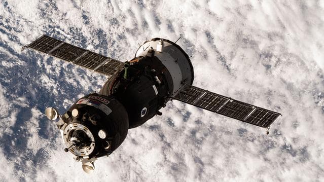 NASA image: The Soyuz MS-27 spacecraft approaches the International Space Station