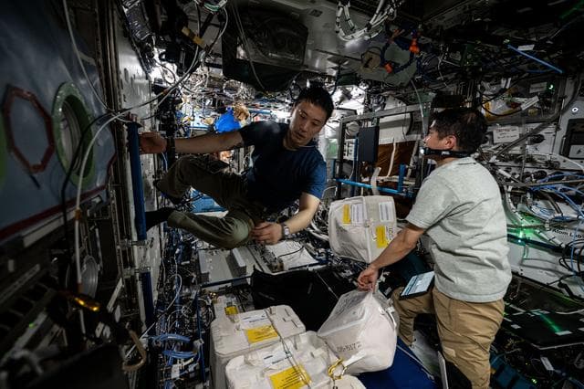 Astronauts Jonny Kim of NASA and Takuya Onishi of JAXA