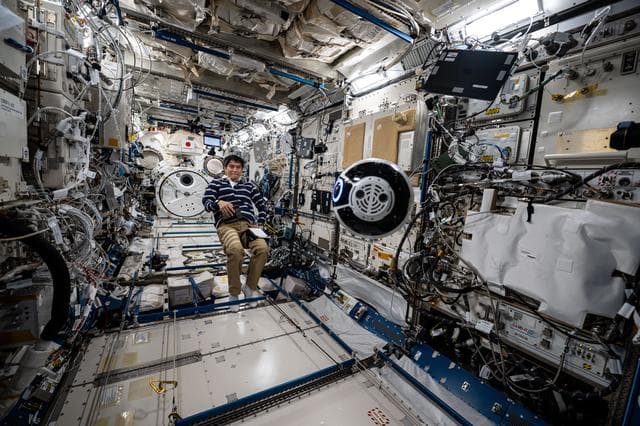 NASA image: JAXA astronaut Takuya Onishi monitors the Japanese Experiment Module Internal Ball Camera 2