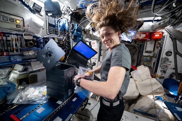 NASA image: NASA astronaut Nichole Ayers swaps physical science and crystalization research hardware