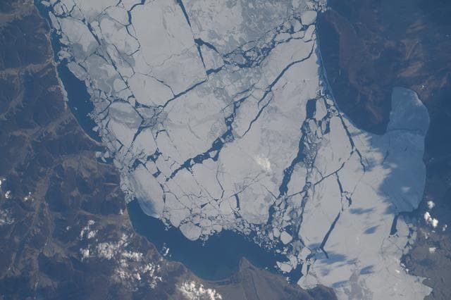 NASA image: The ice-covered Khuvsgul Lake in northern Mongolia