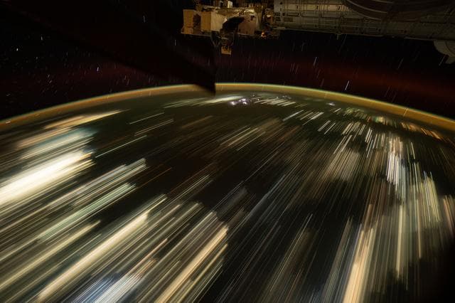 NASA image: The city lights of Southeast Asia streak below the International Space Station