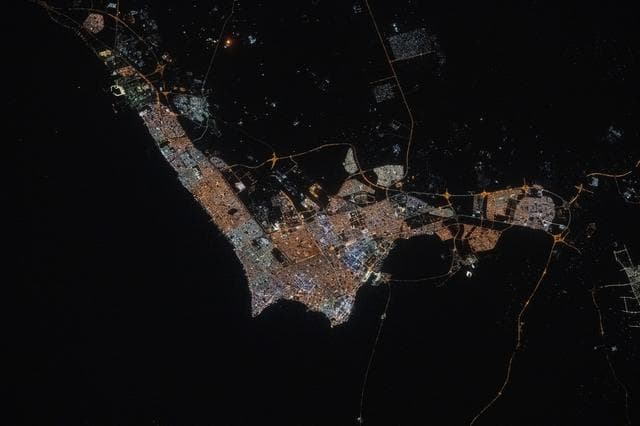 NASA image: Kuwait City, with a population of about 3.5 million, pictured at night