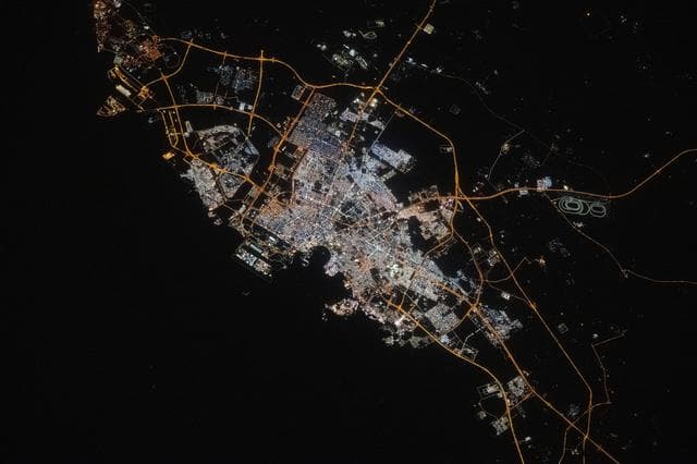 NASA image: Doha, the capital and largest city of Qatar, pictured at night