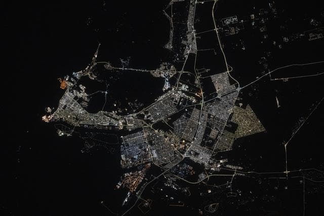 NASA image: Abu Dhabi, the capital of the United Arab Emirates, pictured at night