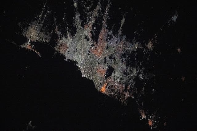 NASA image: The Argentinian cities of La Plata and Buenos Aires