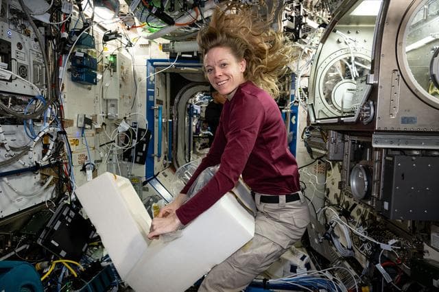 NASA image: NASA astronaut Nichole Ayers stows physics research hardware