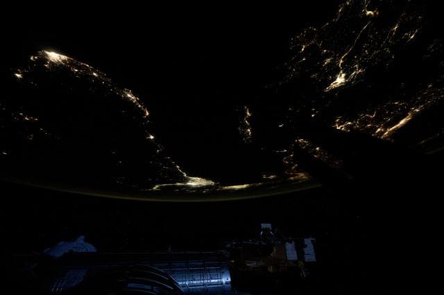 NASA image: City lights outline the Mediterranean Sea coast