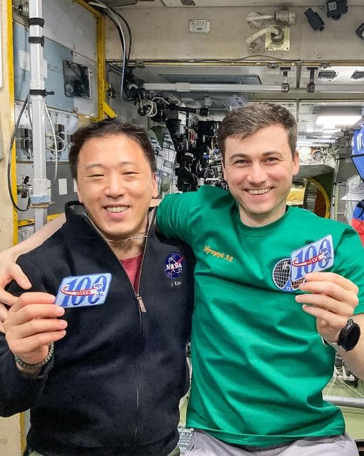 NASA image: Expedition 73 Flight Engineers Jonny Kim and Alexey Zubritsky celebrate 100 days in space