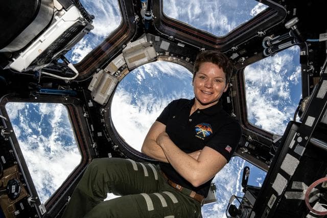NASA image: NASA astronaut Anne McClain poses for a portrait inside the cupola